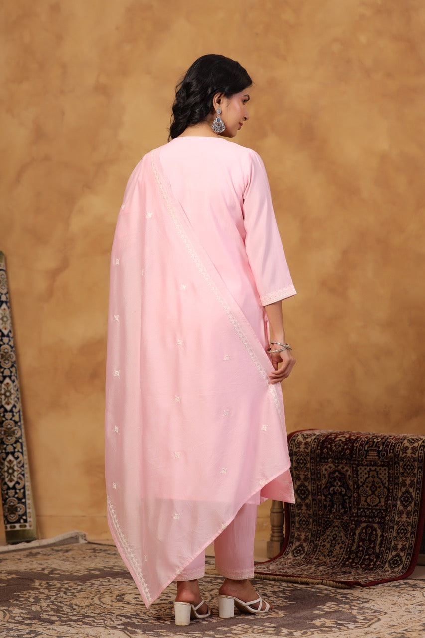 Elegant Embroidery Cotton Suit Set