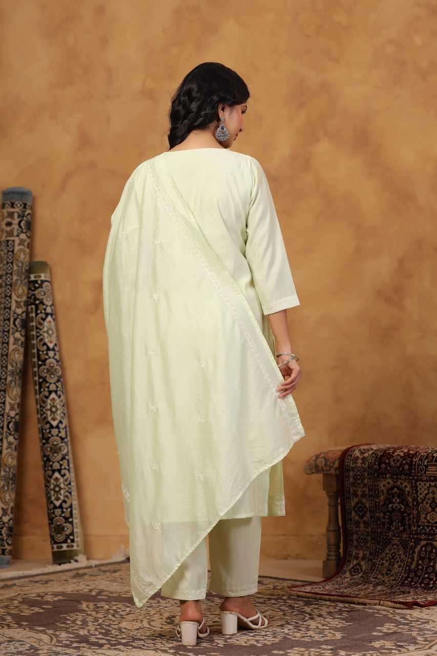 Elegant Embroidery Cotton Suit Set