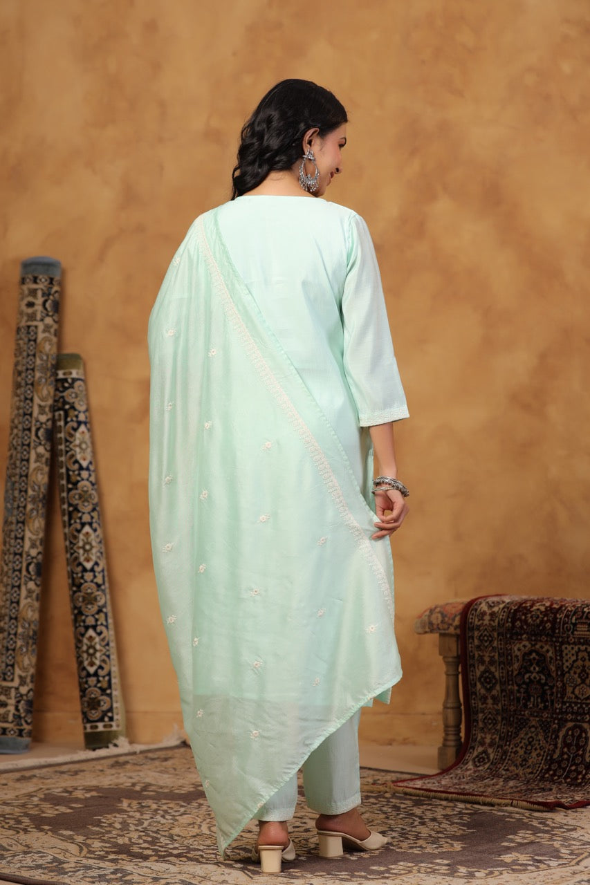 Elegant Embroidery Cotton Suit Set