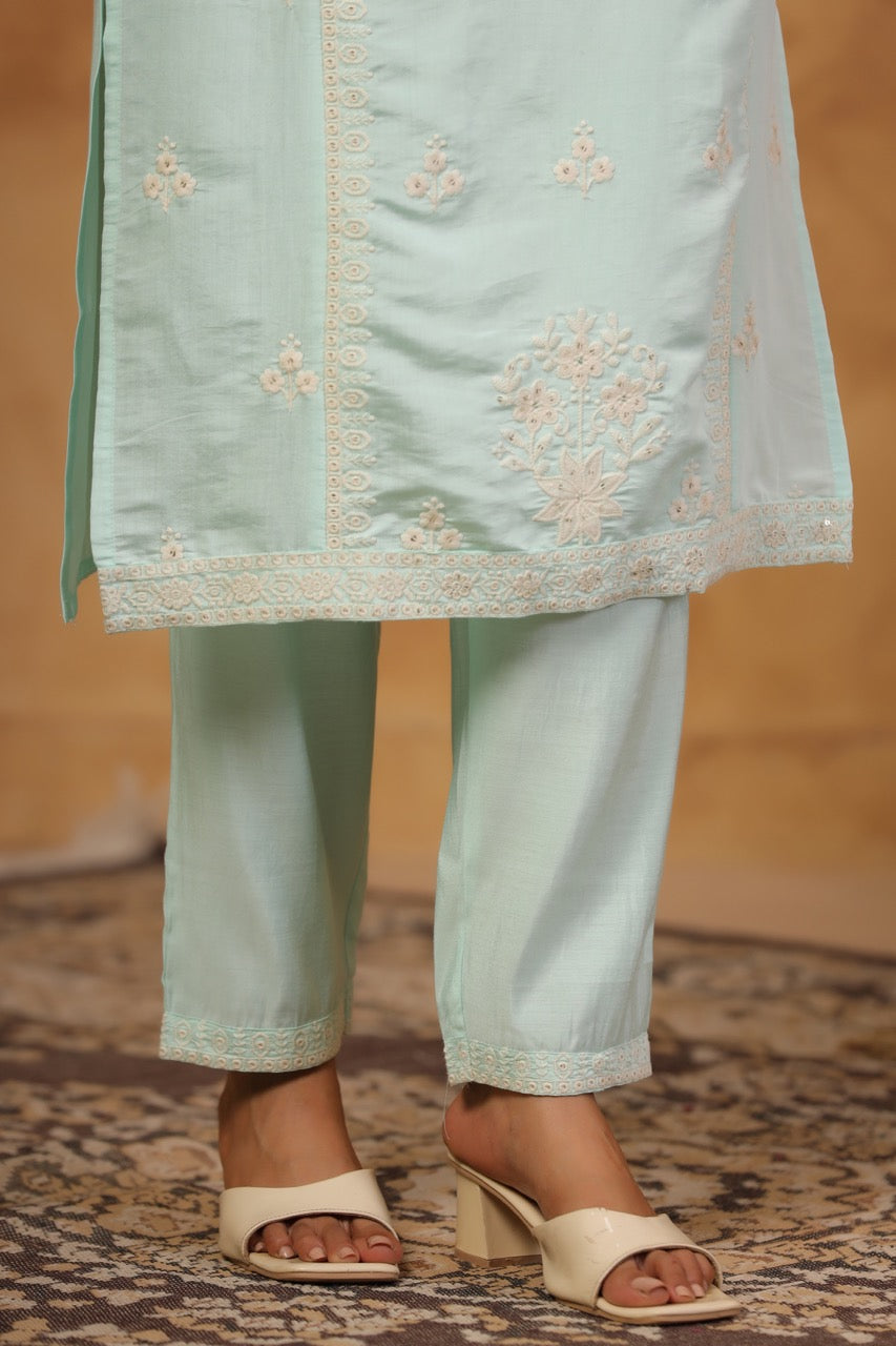 Elegant Embroidery Cotton Suit Set